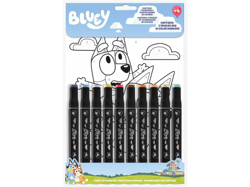 Bluey Number Coloring Book, tölulitabók fyrir börn með Bluey þema

