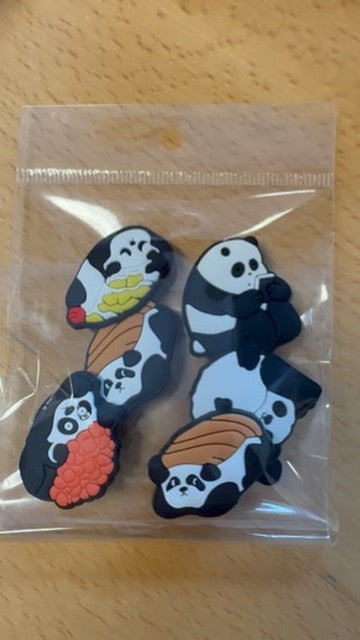 Crocs skraut  Panda sushi 6 stk saman í poka