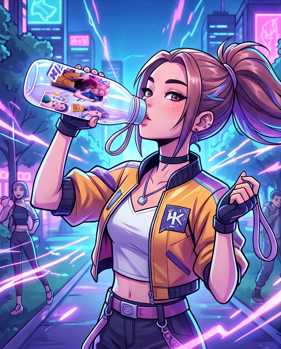 K-pop Demon Hunters Stars Ecozen vatnsbrúsi með skrúfloki 460 ml
