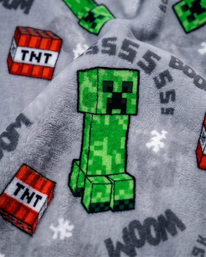 Kósýpeysa Minecraft grá – 7–14 ára