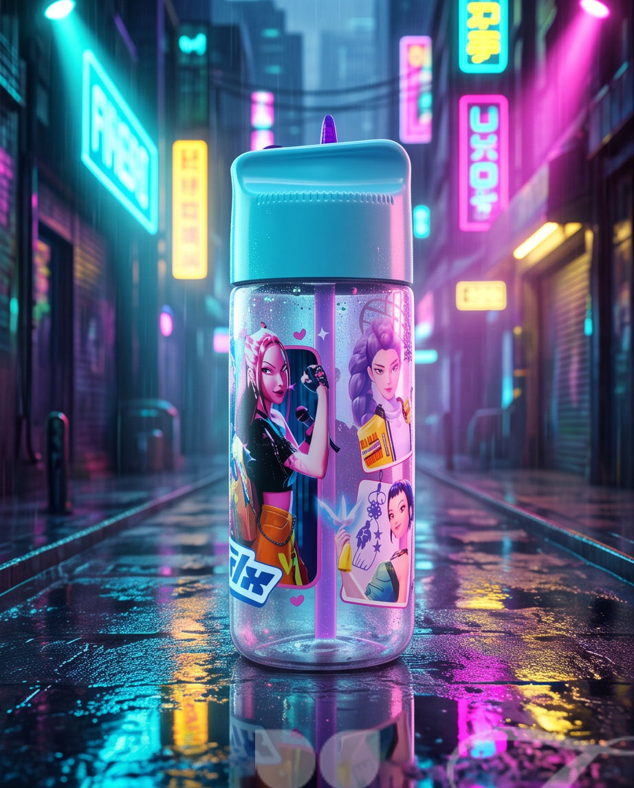 K-pop Demon Hunters Stars Hydro vatnsbrúsi með strái 430 ml