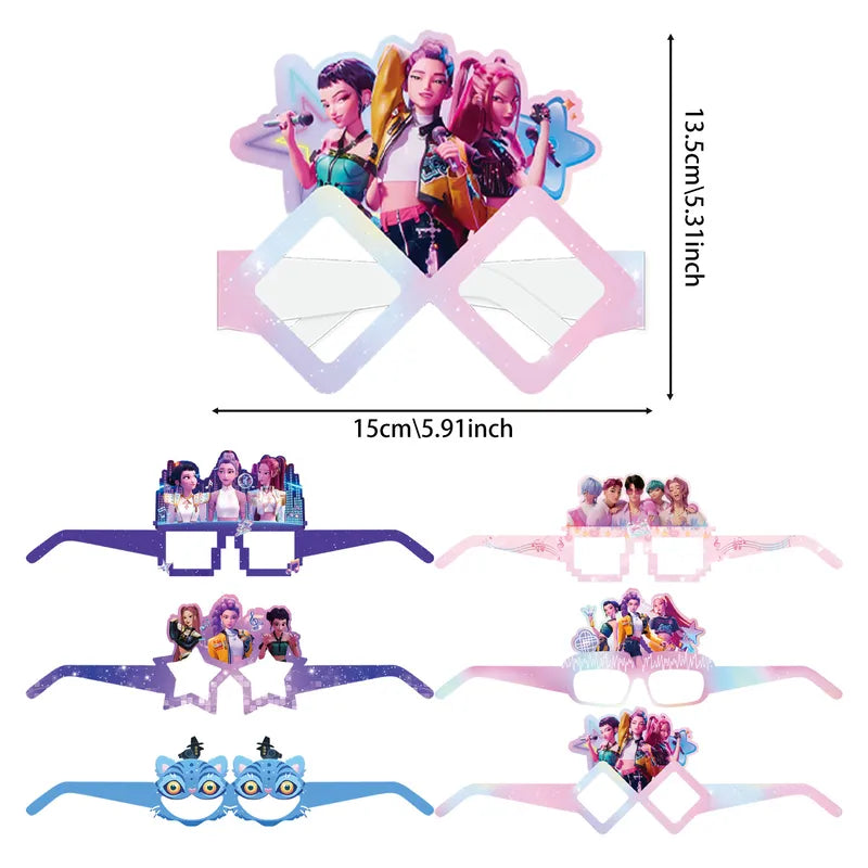K-Pop Demon Hunter pappírs gleraugu – 6 stk.