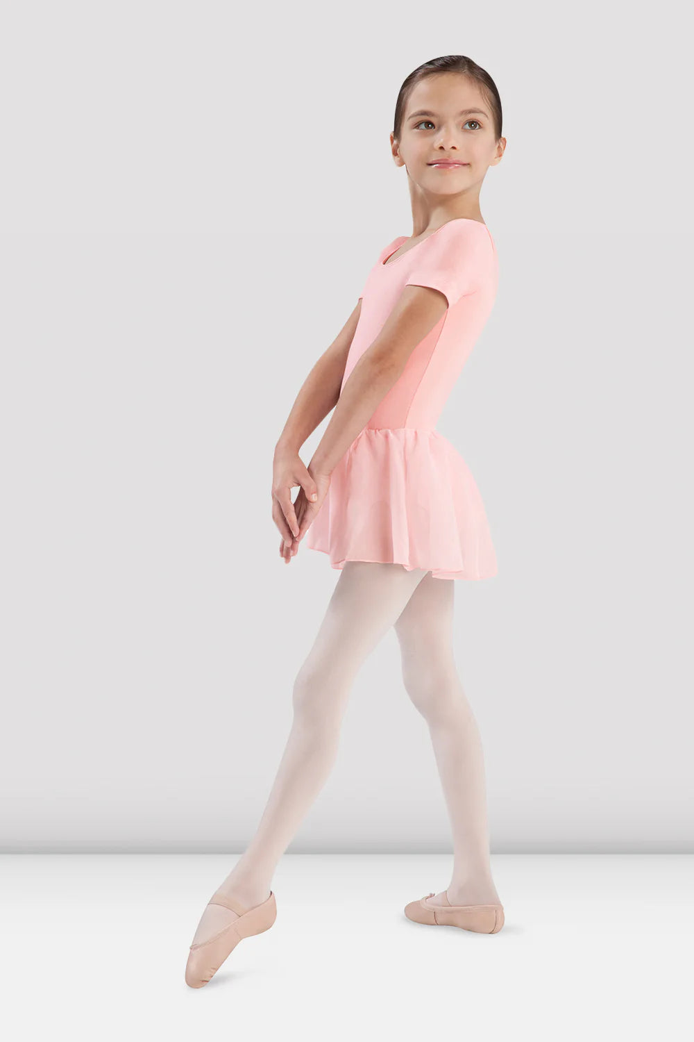 BLOCH ballettkjóll með pilsi - stutterma - ljósbleikur