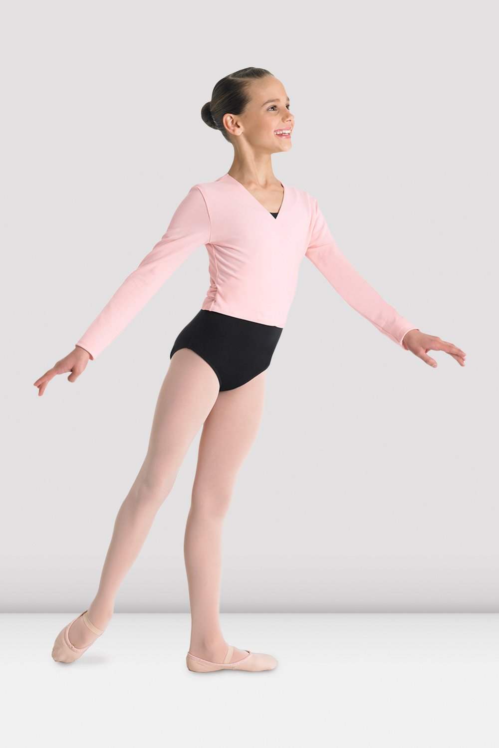 Ballettpeysa Cambre — ljósbleik krosspeysa fyrir börn (Bloch) — mynd 1