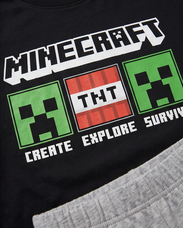 Minecraft Survive síð náttföt barna 6-12 ára