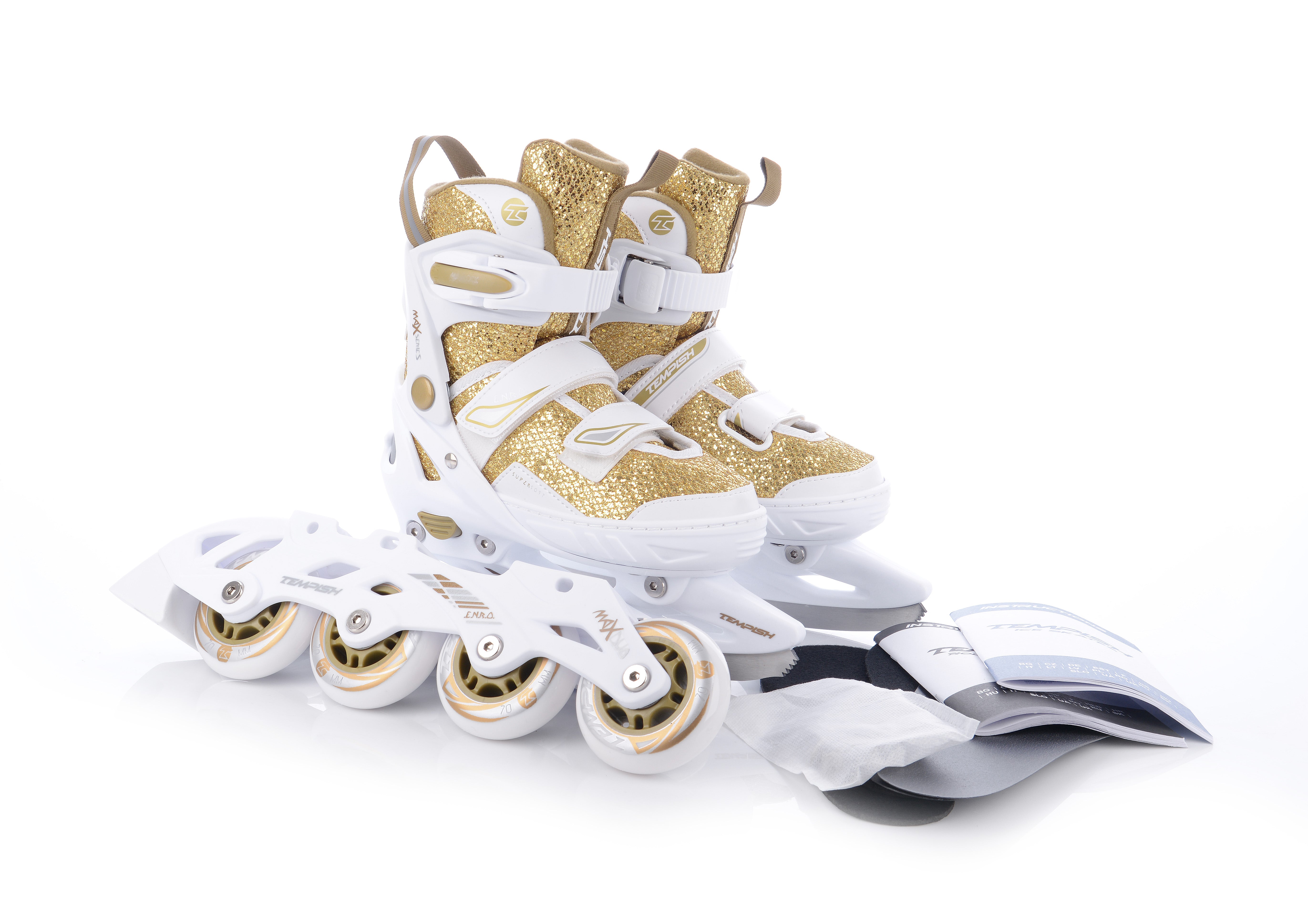 Tempish Enbo Girl Duo Gold – stillanlegir ís- og línuskautar fyrir börn