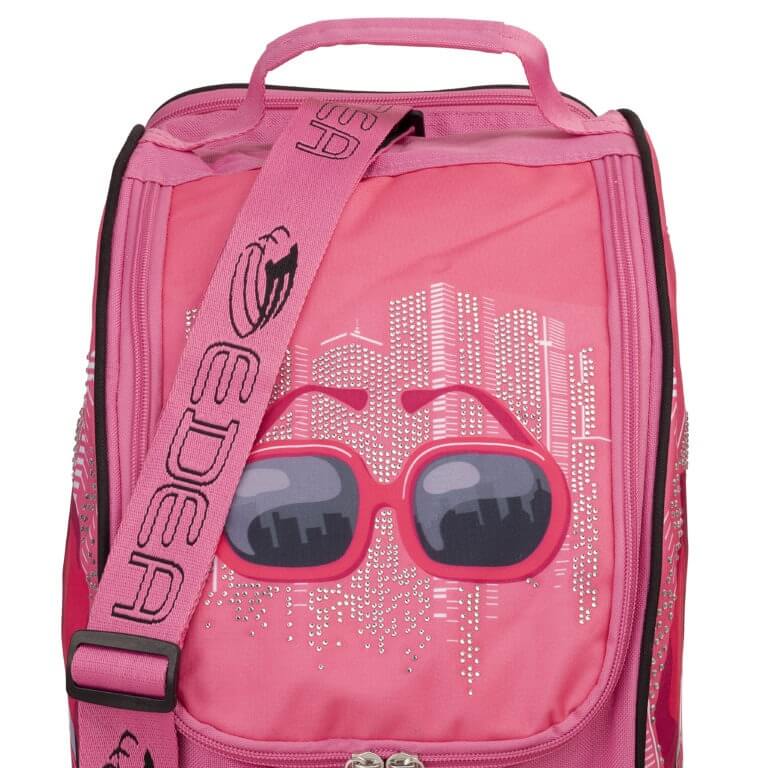Skautataska - SIGNORINA - EDEA pink skating bag with sunglasses design and sparkling rhinestones.