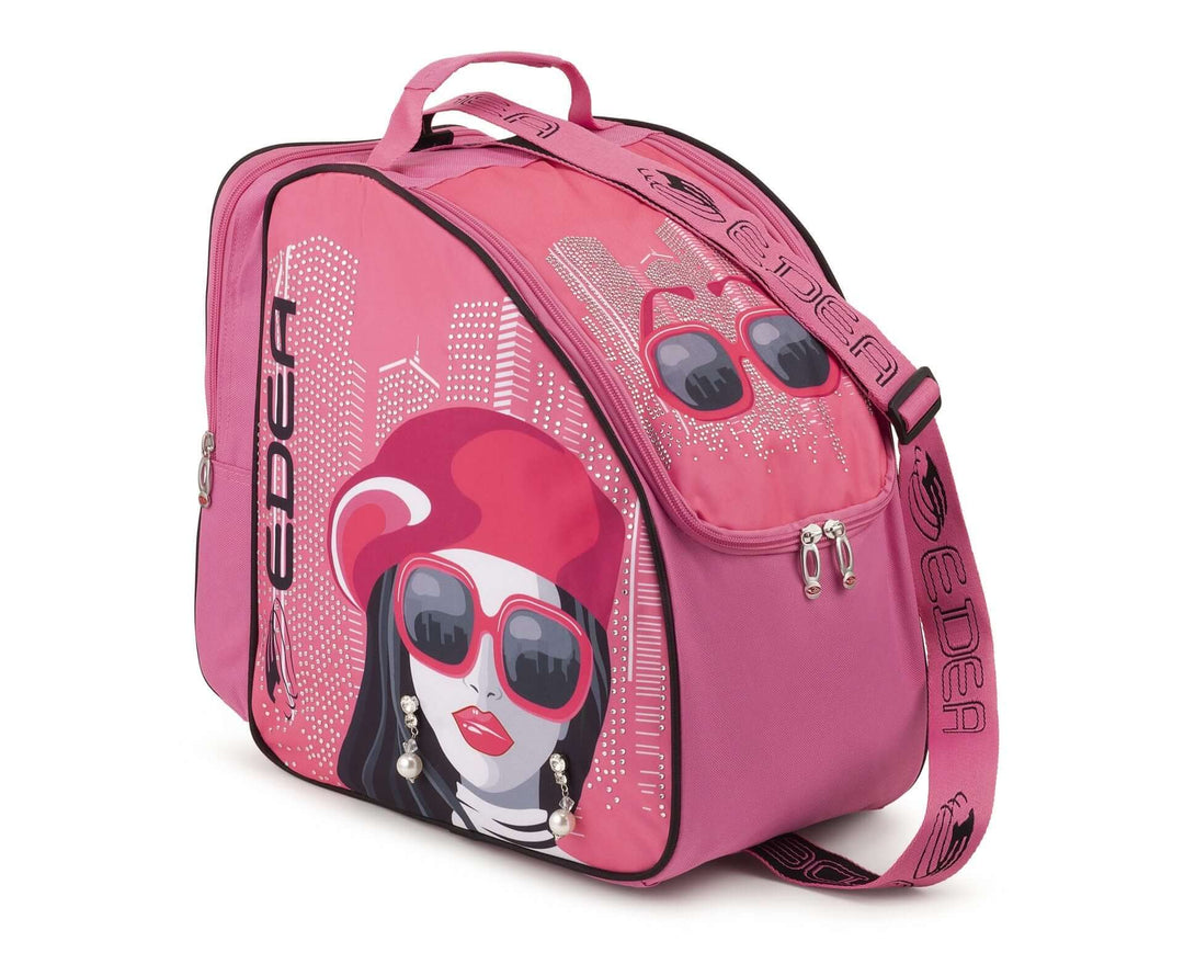 Skautataska - SIGNORINA - EDEA pink ice skating bag with graphic design and sparkly stones, ideal for making a stylish impact on the rink.