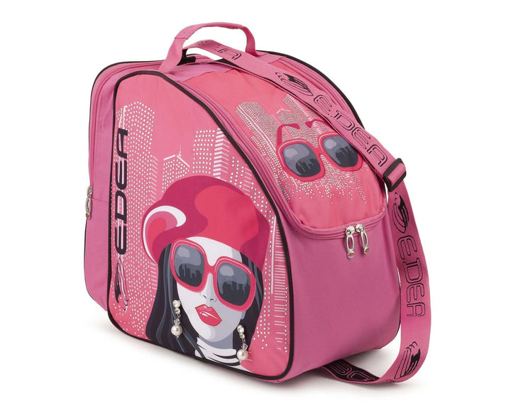 Skautataska - SIGNORINA - EDEA pink ice skating bag with graphic design and sparkly stones, ideal for making a stylish impact on the rink.