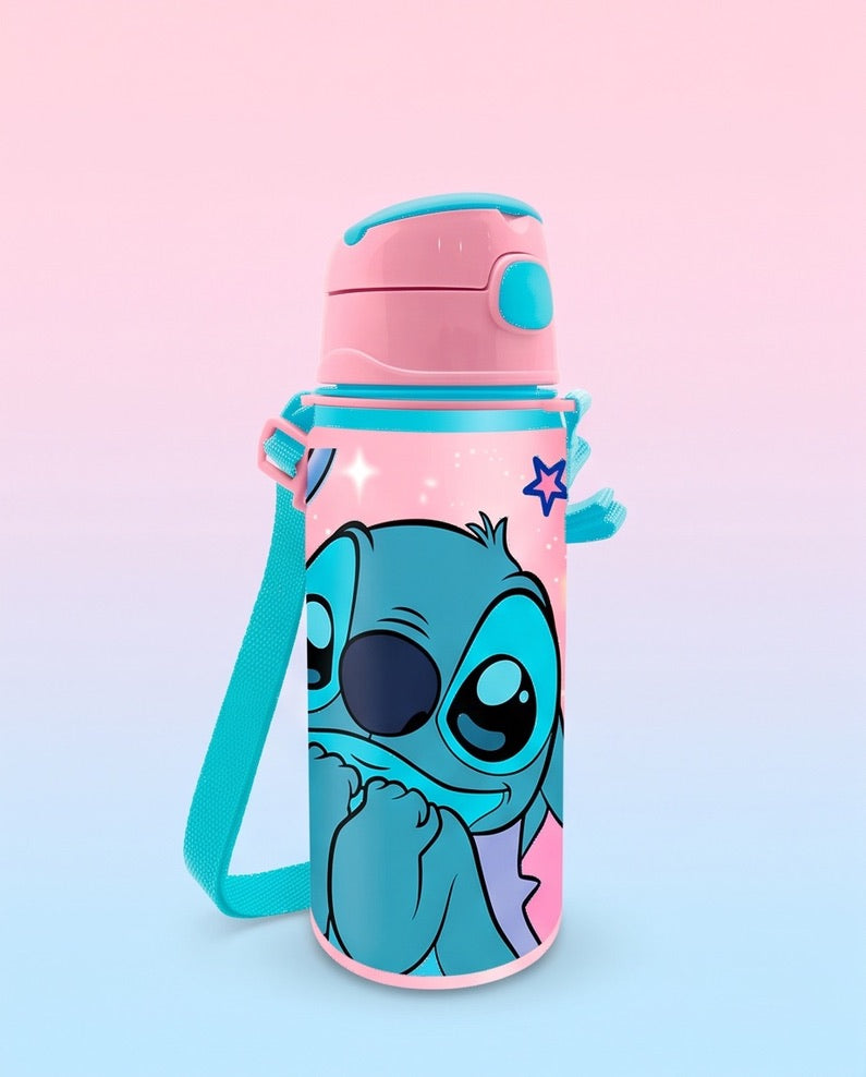 Disney Lilo and Stitch ál vatnsbrúsi með strái og krók 600 ml