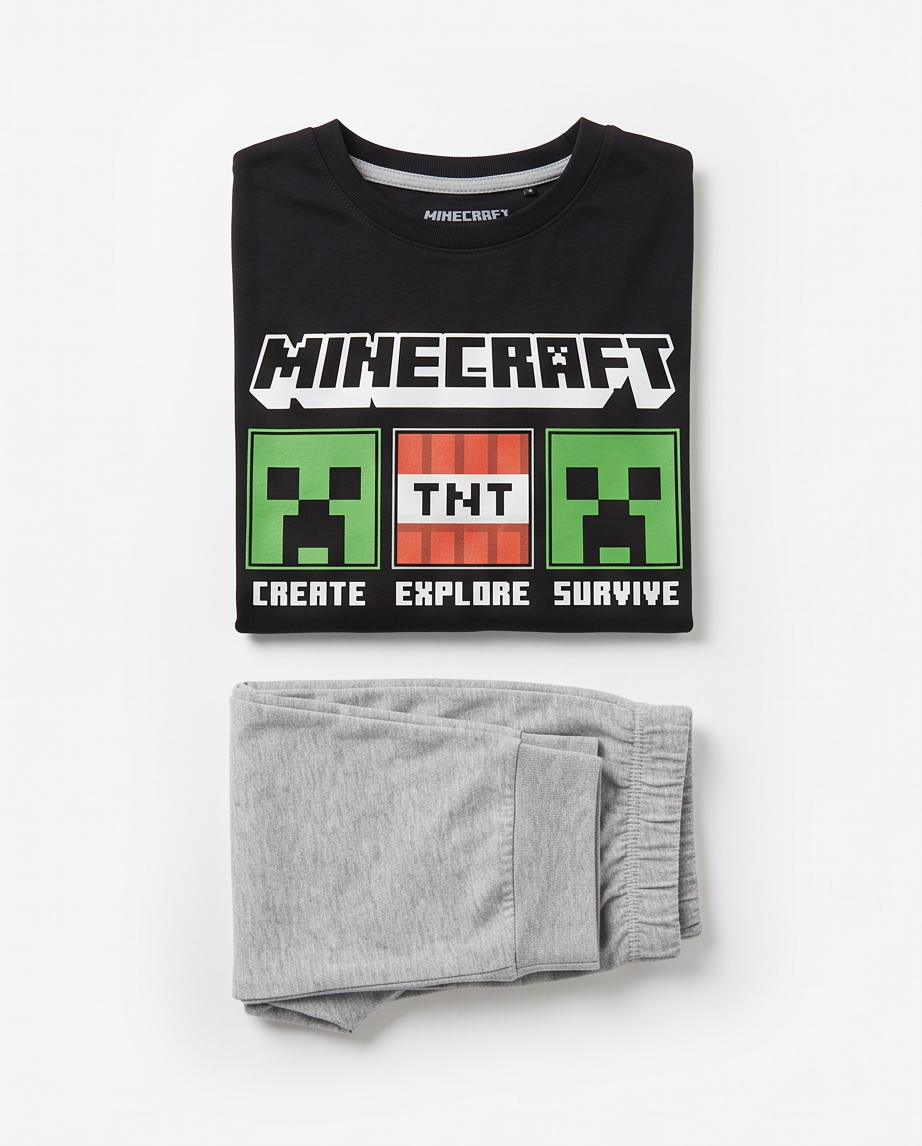 Minecraft Survive síð náttföt barna 6-12 ára