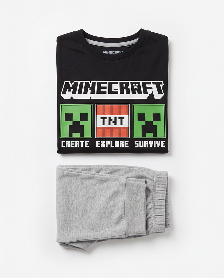 Minecraft Survive síð náttföt barna 6-12 ára