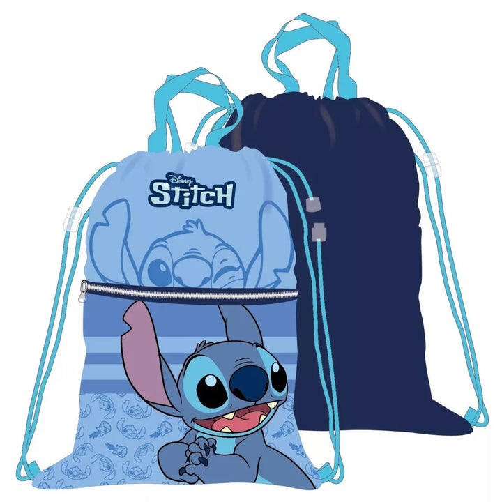 Íþróttapoki - Stitch með aukahólfi - blár