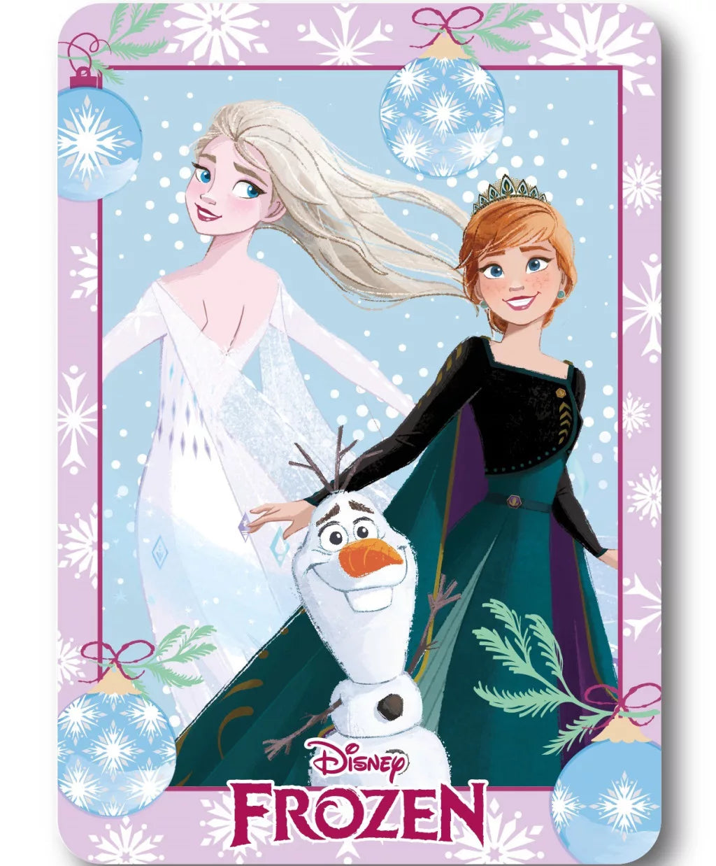 Flísteppi Frozen Elsa, Anna og Ólafur  Jóla