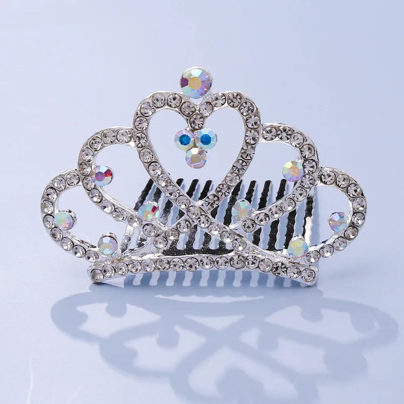 Rhinestone prinsessukróna með greiðukambi – 4 litir