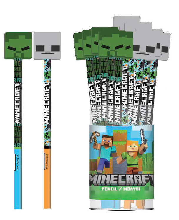 Minecraft Pixel blýantar með strokleðri — 24 stk