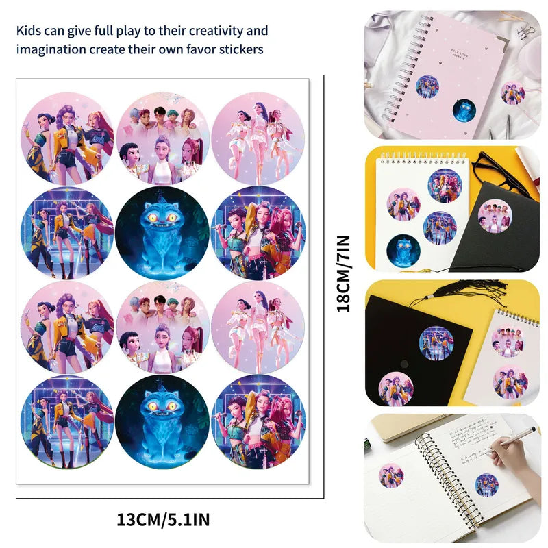 K-Pop Demon Hunter stjörnupoki með límmiðum – 8 stk. sett