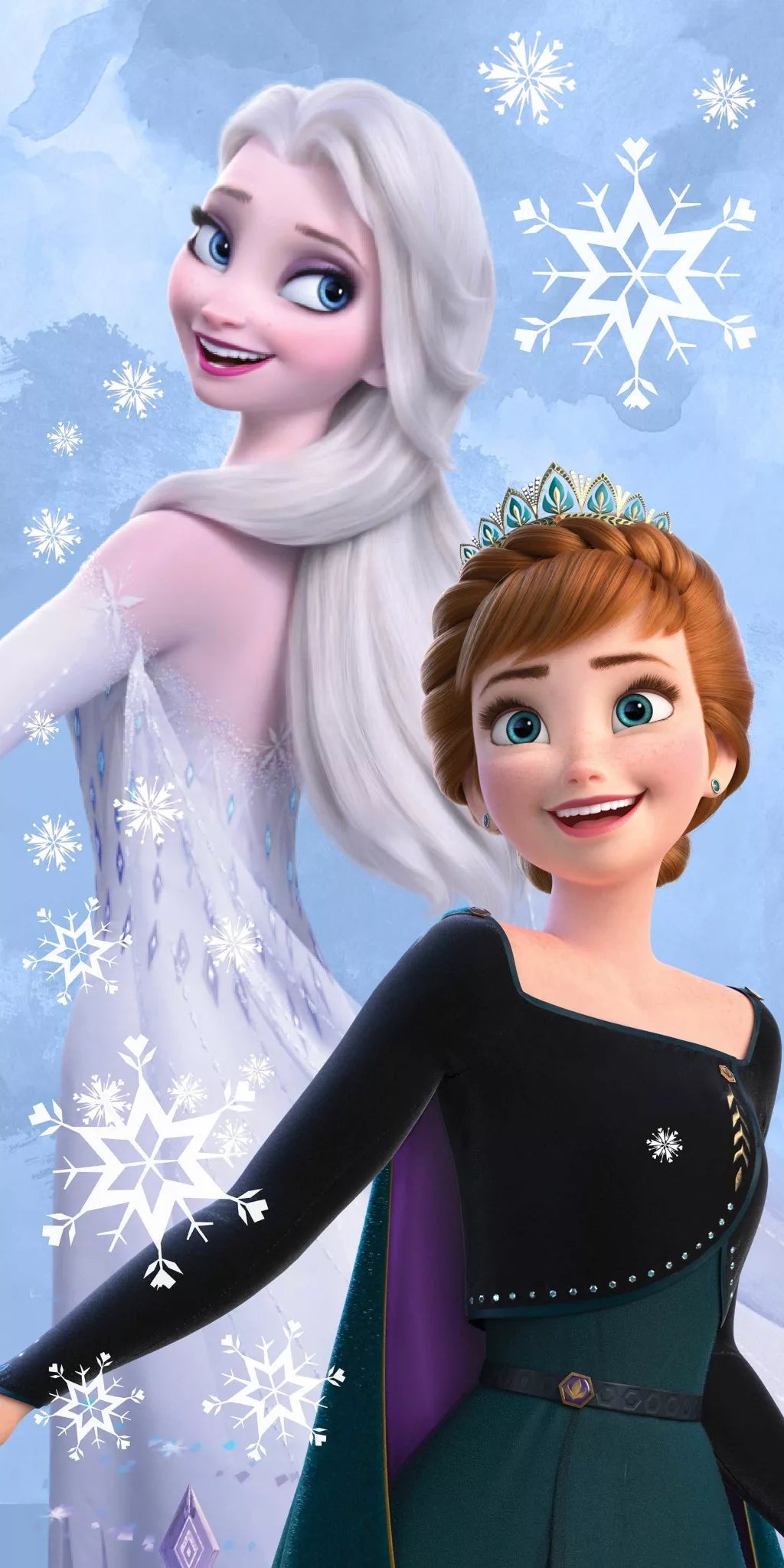 Handklæði - Frozen Elsa og Anna