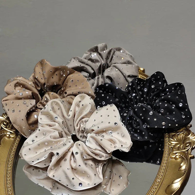 Hárteygjur með steinum – Scrunchie í 4 litum