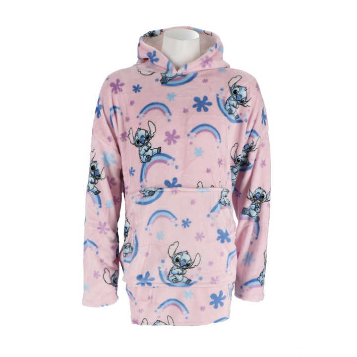 Kósýpeysa Stitch bleik unglingastærð