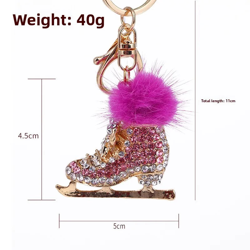 Glitrandi Lyklakippa með Skauta og Pompom