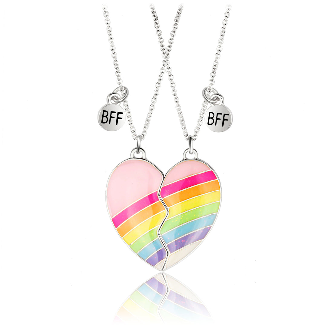Hálsmen hjarta regnboga BFF