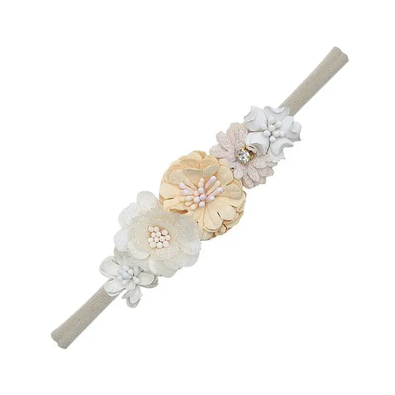 Hárband blóma barna with plaid flower design, nylon, handmade, simple style, ideal for daily use, enhancing style and comfort.