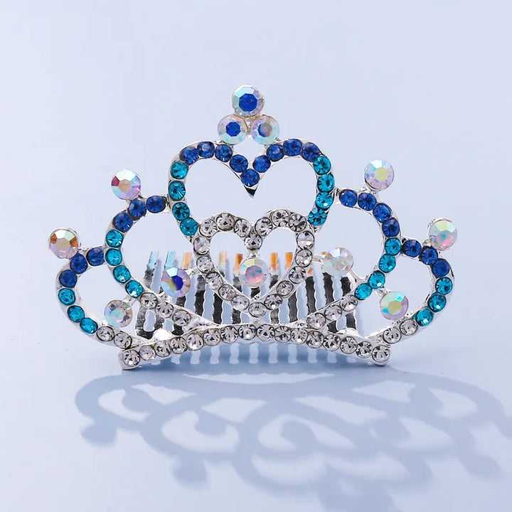 Rhinestone prinsessukróna með greiðukambi – 4 litir