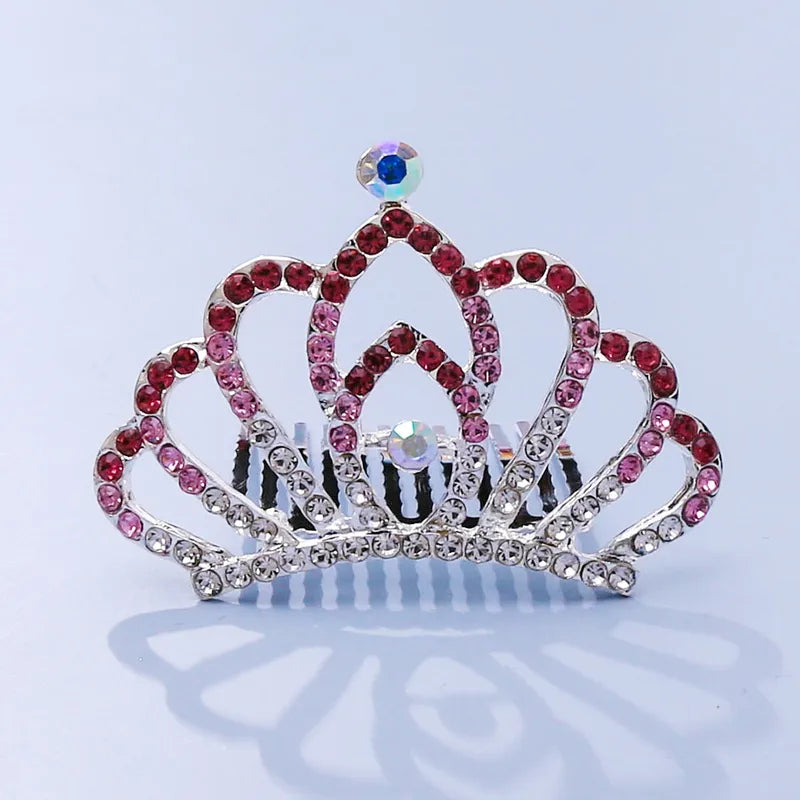 Rhinestone prinsessukróna með greiðukambi – 4 litir