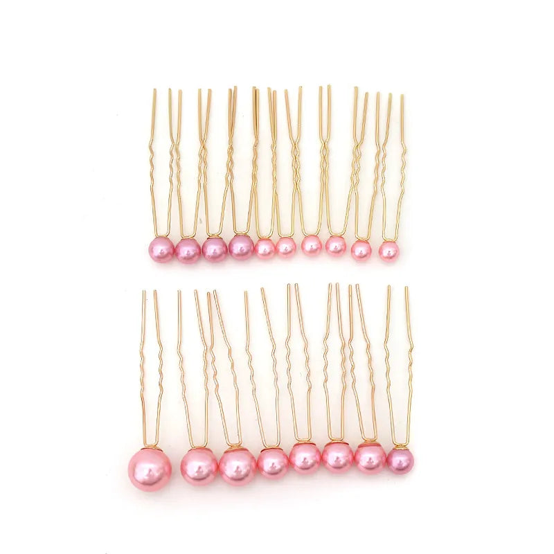 Hárpinnar með misstórum perlum 18 stk - 2 litir