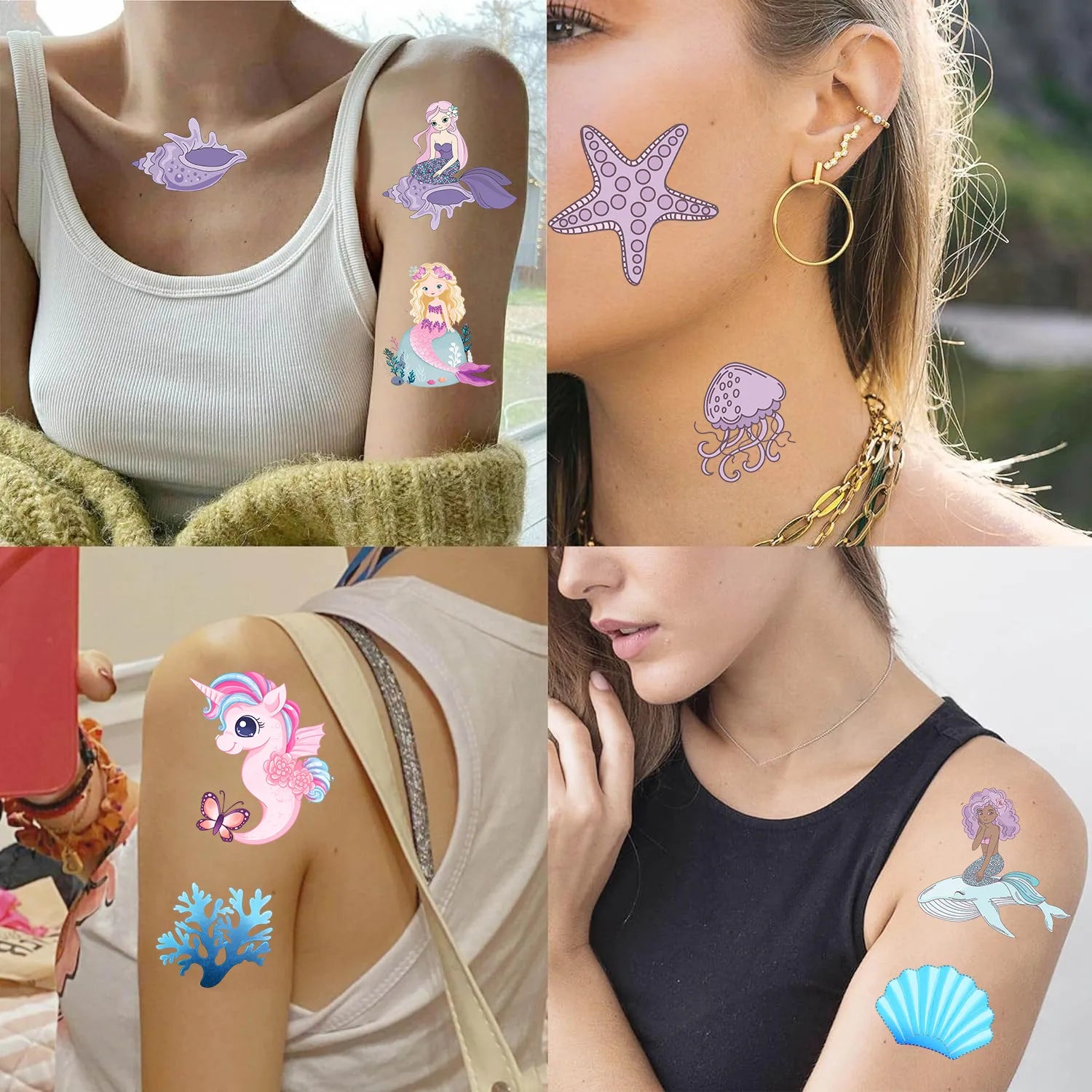 Tatto hafmeyjar 5 blöð - ýmsar myndir.