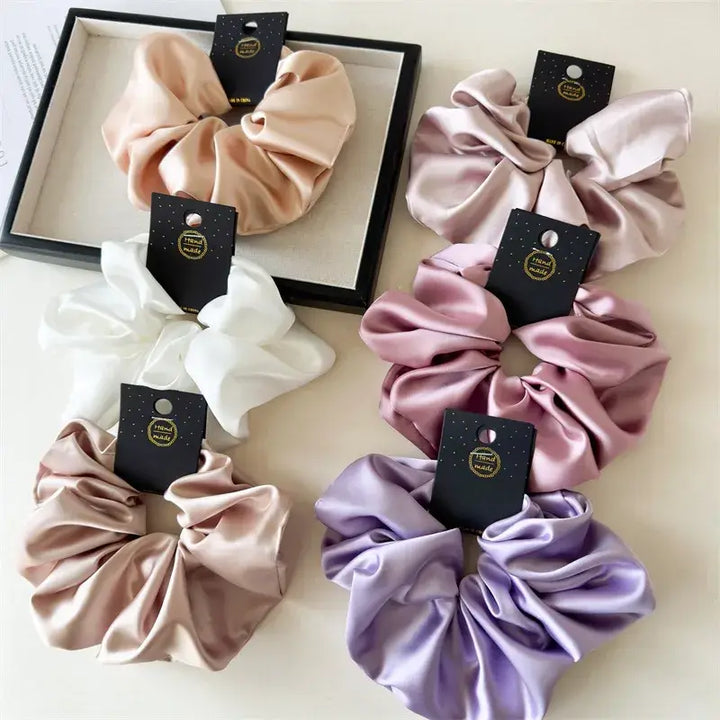 Hárteygjur - Satin - nokkrir litir, elegant handmade satin hairbands in various solid colors, perfect for daily use and style enhancement.