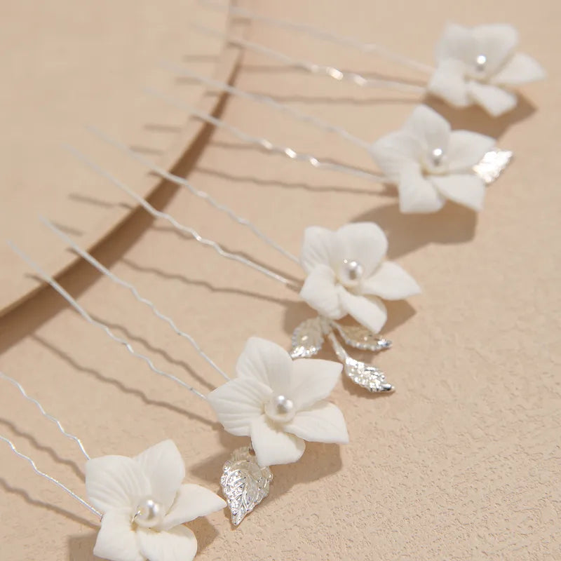 Hárpinnar með blómum 6 stk