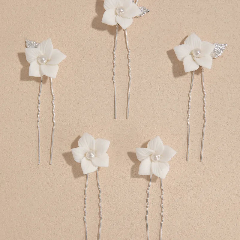 Hárpinnar með blómum 6 stk