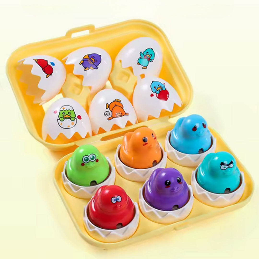 WOOPIE Montessori eggjaleikur — 6 egg með kjúklingum