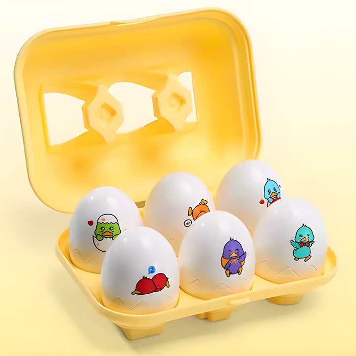 WOOPIE Montessori eggjaleikur — 6 egg með kjúklingum