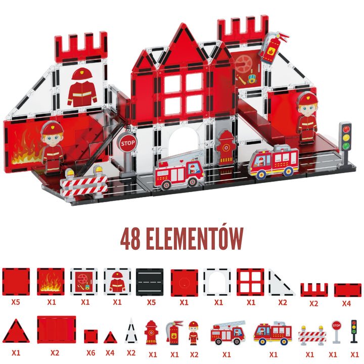 WOOPIE Segulkubbar 3D — Slökkvilið 48 stk