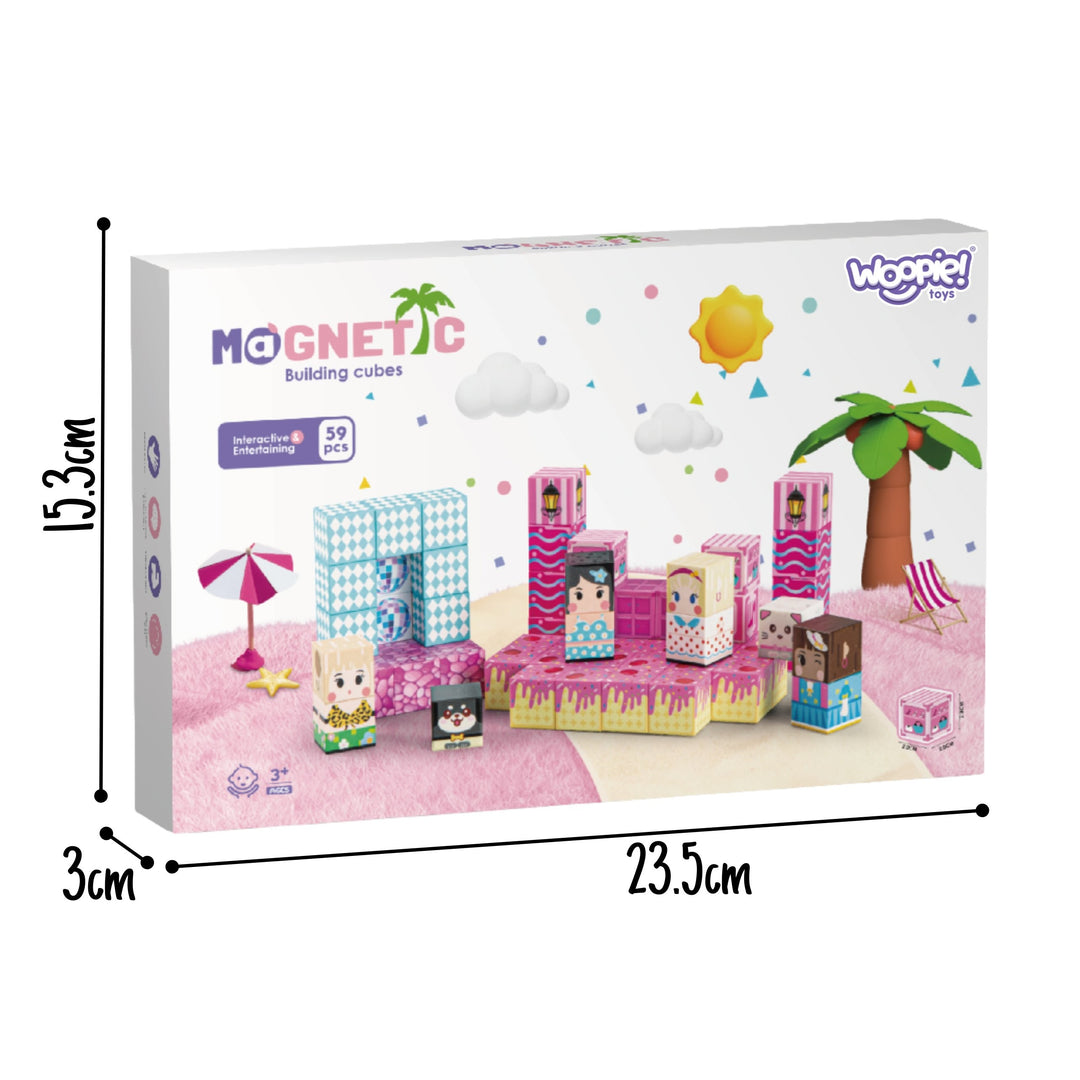 WOOPIE Segulkubbar — Strandarþema, 59 stk, 3D