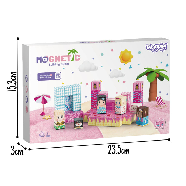 WOOPIE Segulkubbar — Strandarþema, 59 stk, 3D