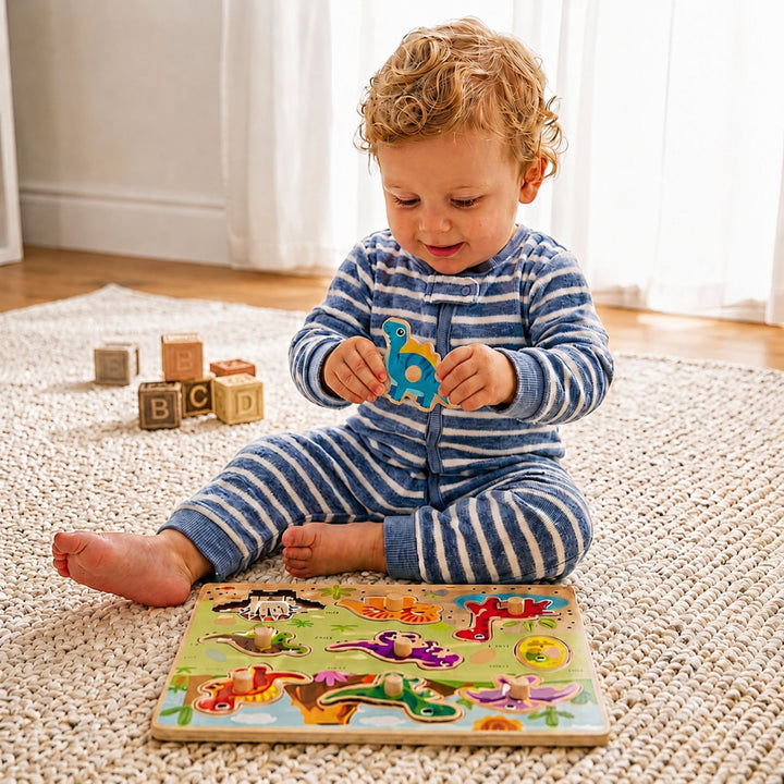 TOOKY TOY Dínópúsl — Trépúsl með handföngum, 9 dýr
