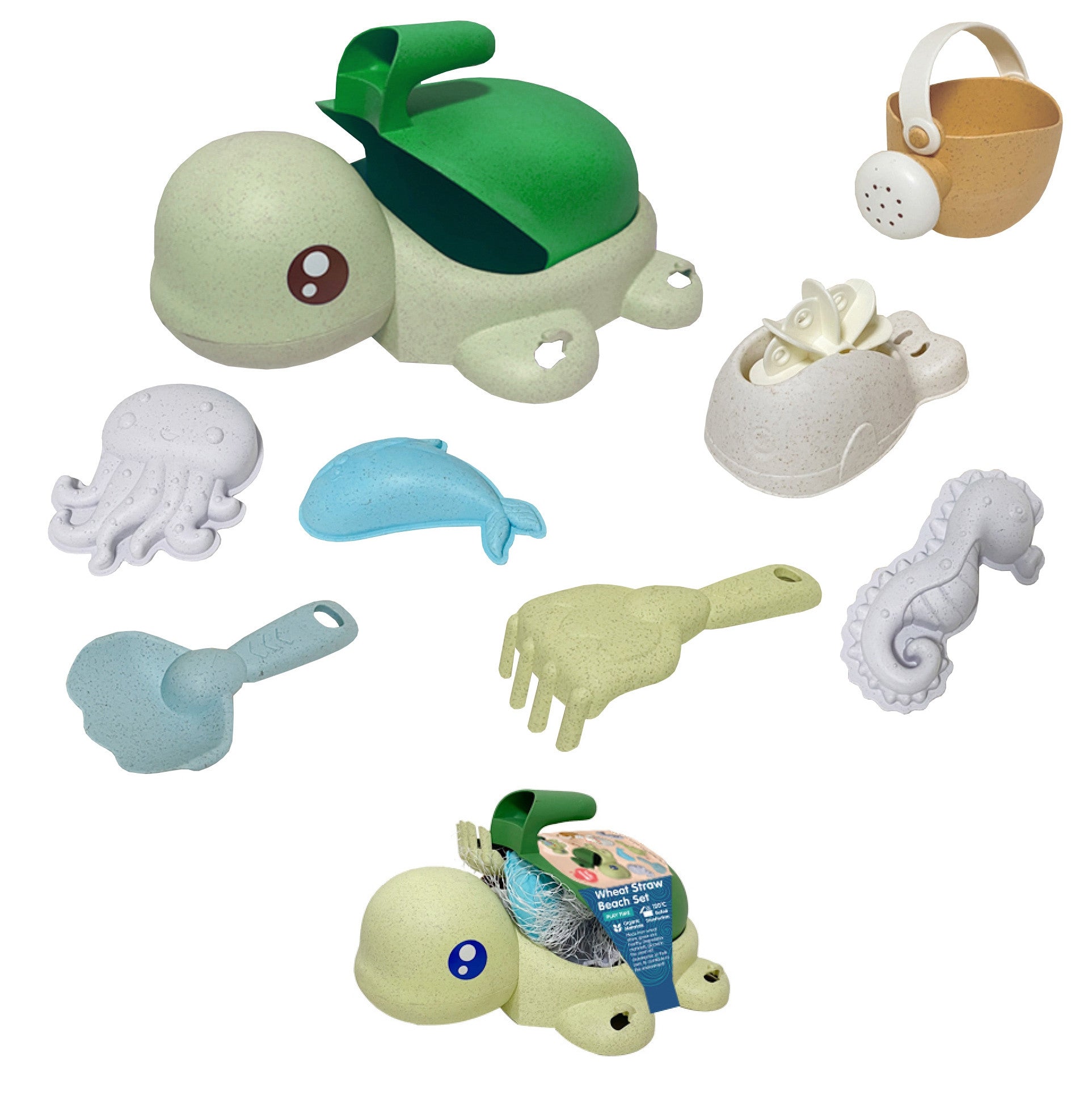 WOOPIE GREEN 2-in-1 Turtle Sand and Bath Set, 8 pieces, BIODEGRADAB