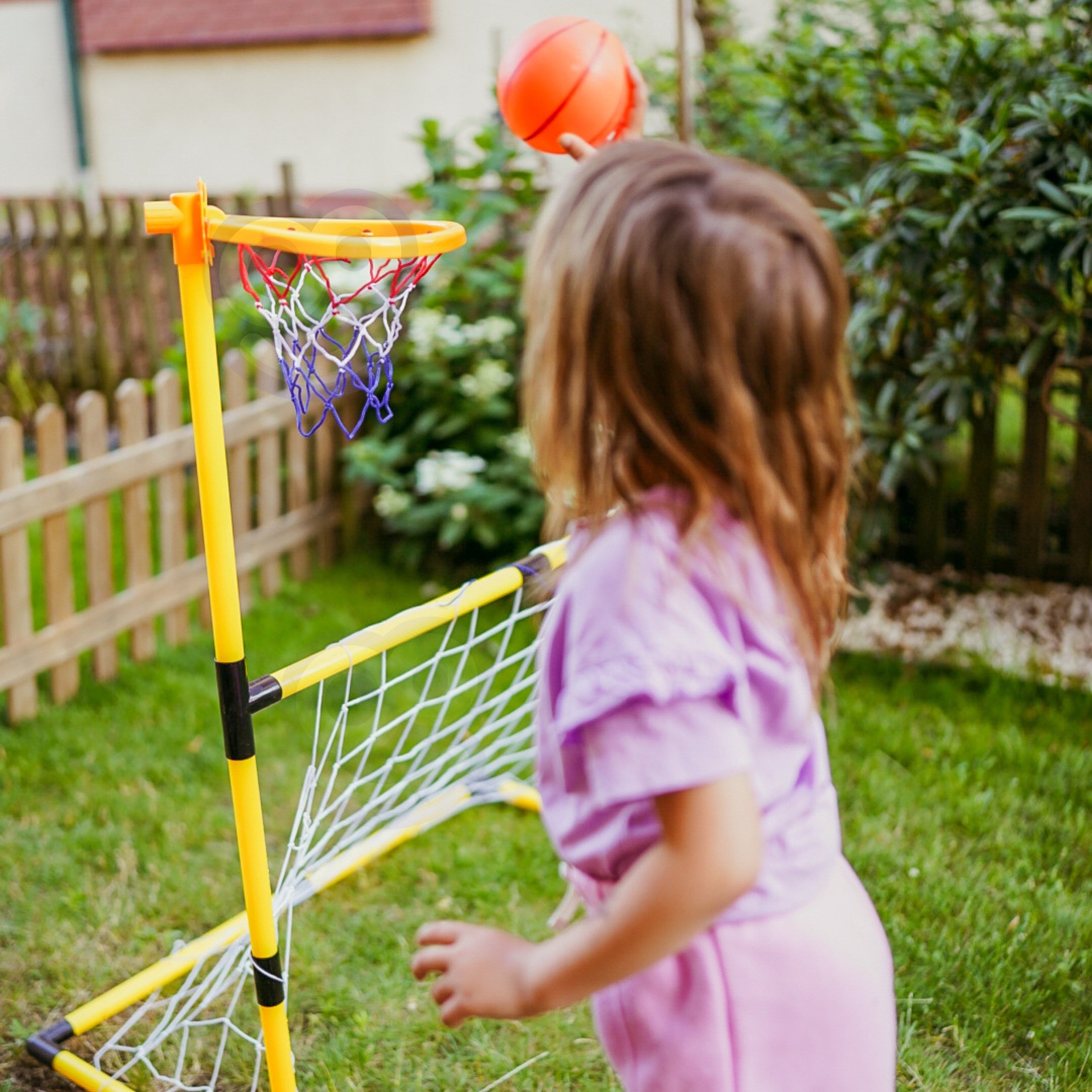 WOOPIE 2-í-1 Körfubolti og Fótbolti — Mörk og Karfa með Boltum