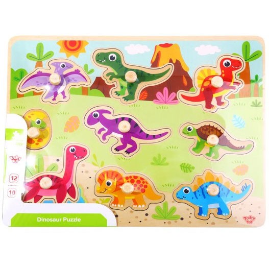 TOOKY TOY Dínópúsl — Trépúsl með handföngum, 9 dýr