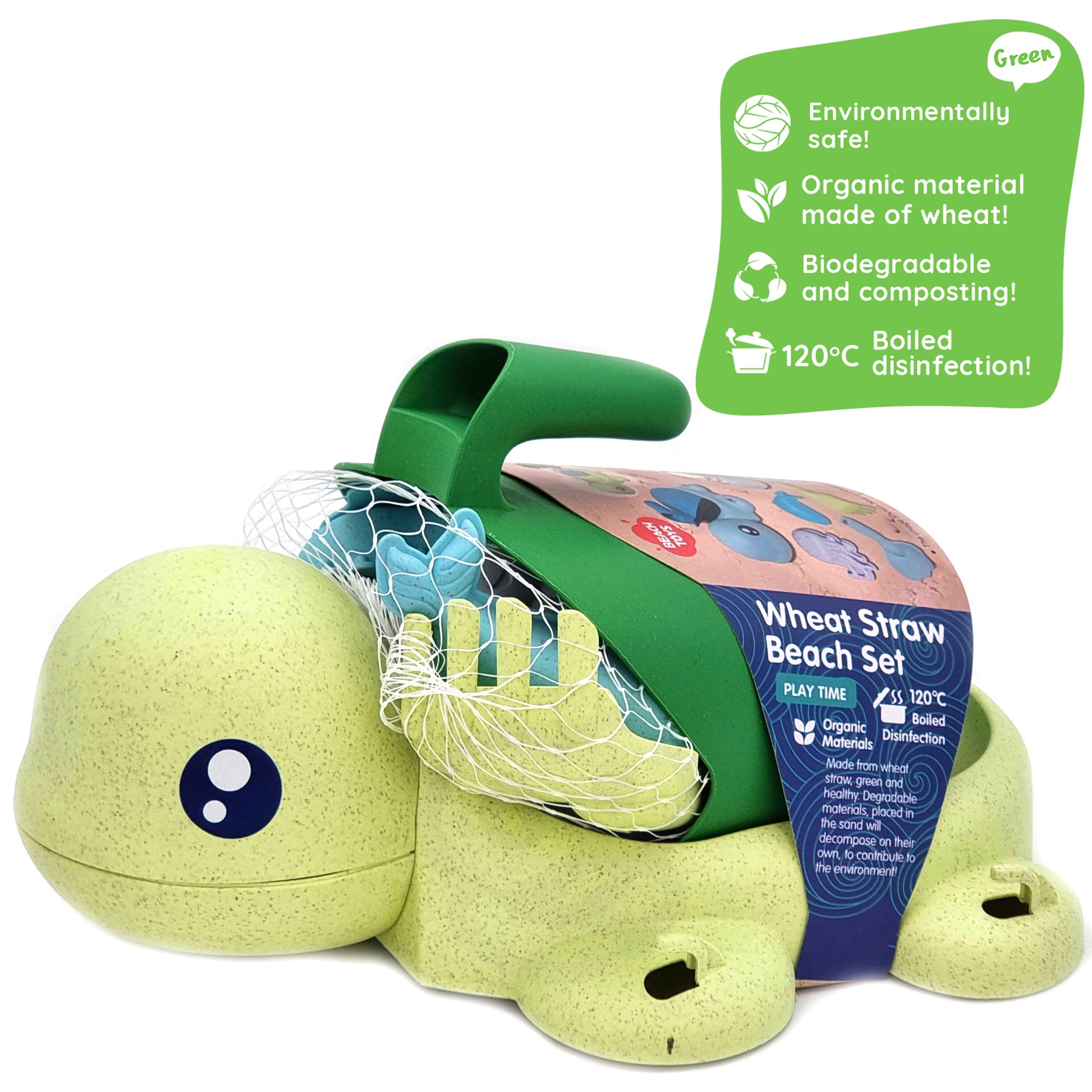 WOOPIE GREEN 2-in-1 Turtle Sand and Bath Set, 8 pieces, BIODEGRADAB