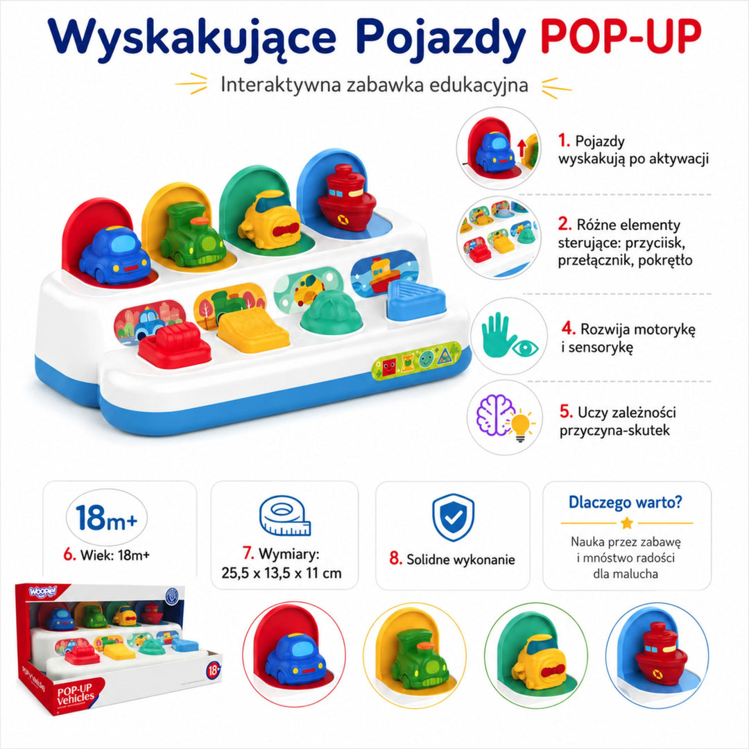 WOOPIE BABY Pop-Up bílar — Bílar skjótast upp við ýtingu