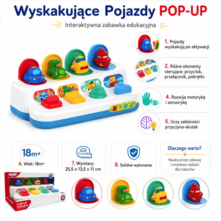 WOOPIE BABY Pop-Up bílar — Bílar skjótast upp við ýtingu