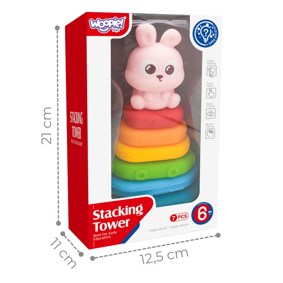 WOOPIE BABY Skynjunarpýramídi — Kanína, 7 stk frá 6 mánaða