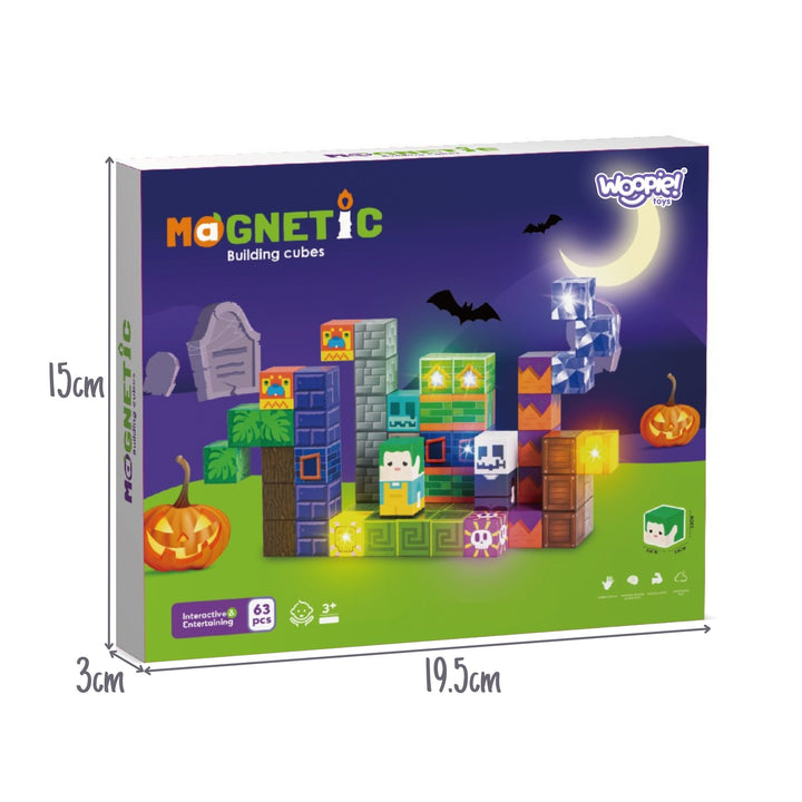 WOOPIE Segulkubbar — Halloween, 63 stk með LED-lýsingu