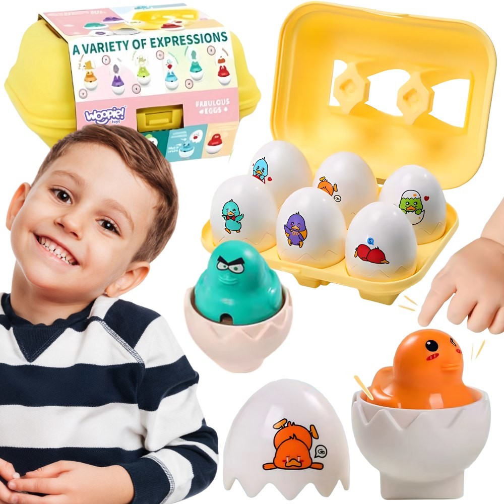 WOOPIE Montessori eggjaleikur — 6 egg með kjúklingum