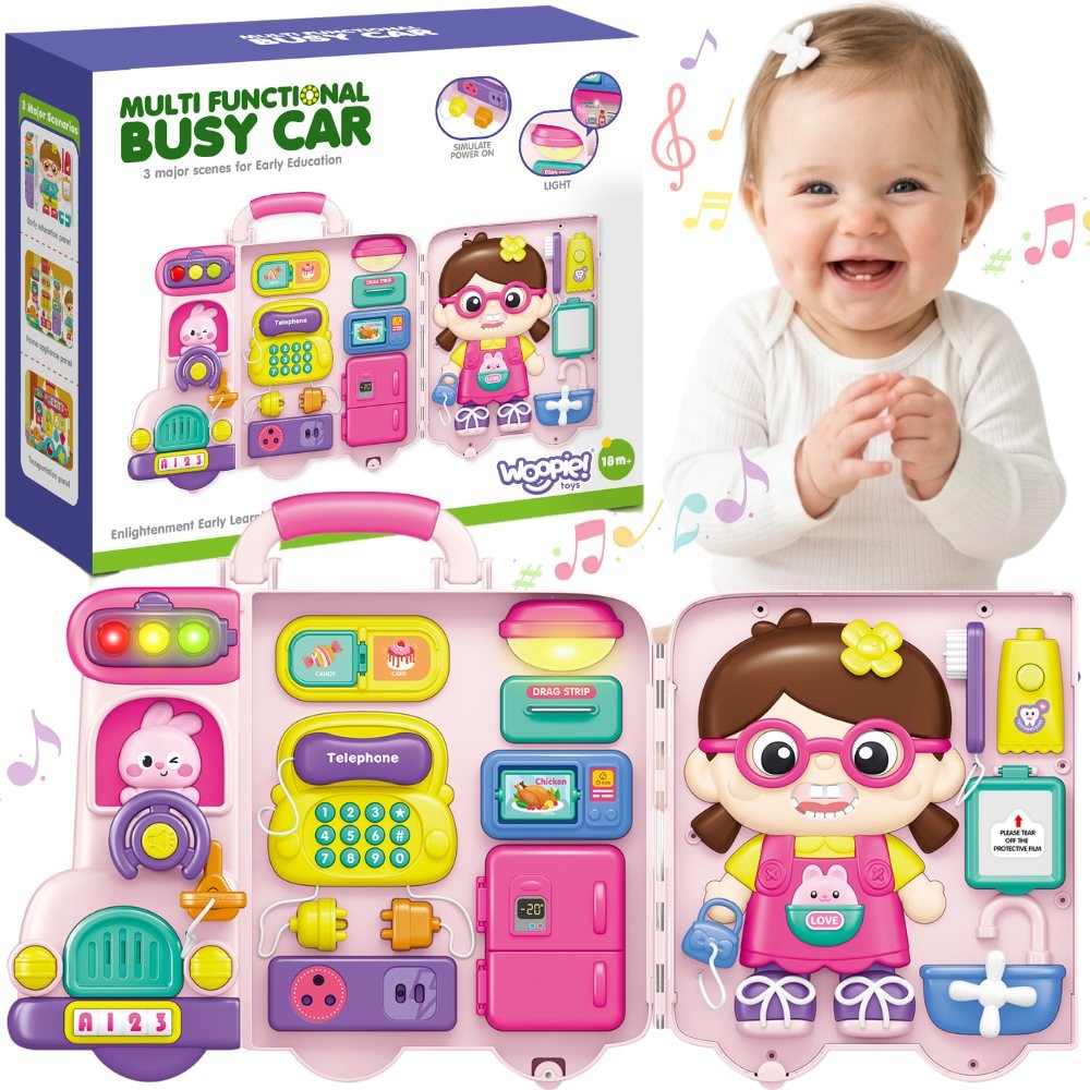 WOOPIE BABY Örvunarspjald — Busy-bíll í tösku, 3 í 1